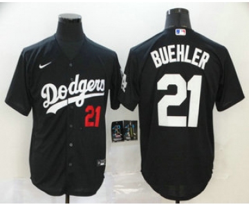 Men's Los Angeles Dodgers #21 Walker Buehler Black Stitched MLB Cool Base Nike Jersey