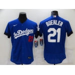 Men's Los Angeles Dodgers #21 Walker Buehler Blue 2021 City Connect Flex Base Stitched Jersey