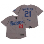 Men's Los Angeles Dodgers #21 Walker Buehler Gray Alternate Stitched MLB Flex Base Nike Jersey