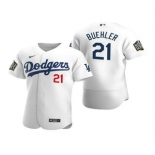 Men's Los Angeles Dodgers #21 Walker Buehler White 2020 World Series Authentic Flex Nike Jersey