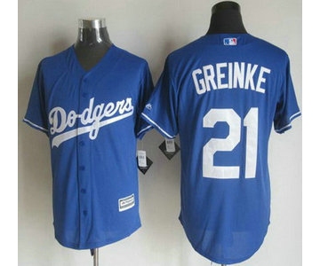 Men's Los Angeles Dodgers #21 Zack Greinke Alternate Blue 2015 MLB Cool Base Jersey