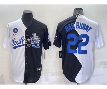 Men's Los Angeles Dodgers #22 Bad Bunny White Black 2022 Celebrity Softball Game Cool Base Jersey