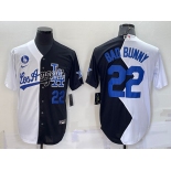 Men's Los Angeles Dodgers #22 Bad Bunny White Black Number 2022 Celebrity Softball Game Cool Base Jersey