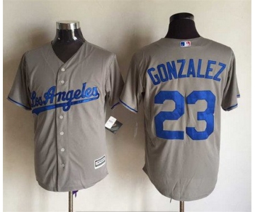 Men's Los Angeles Dodgers #23 Adrian Gonzalez Away Gray 2015 MLB Cool Base Jersey