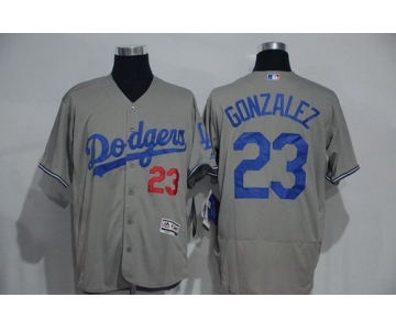 Men's Los Angeles Dodgers #23 Adrian Gonzalez Gray 2016 Flexbase Majestic Baseball Jersey