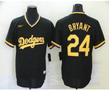 Men's Los Angeles Dodgers #24 Kobe Bryant Black Stitched Pullover Throwback Nike Jersey