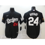Men's Los Angeles Dodgers #24 Kobe Bryant Black With KB Patch Stitched MLB Cool Base Nike Jersey