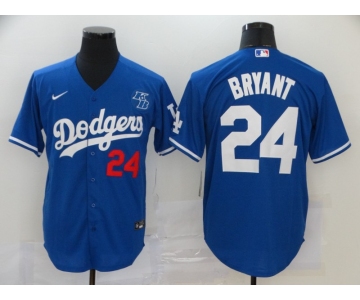 Men's Los Angeles Dodgers #24 Kobe Bryant Blue KB Patch Stitched MLB Cool Base Nike Jersey