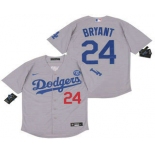 Men's Los Angeles Dodgers #24 Kobe Bryant Grey KB Patch Stitched MLB Cool Base Nike Jersey