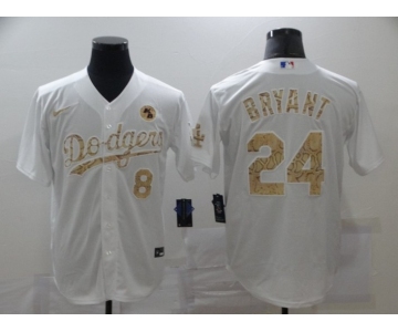 Men's Los Angeles Dodgers #24 Kobe Bryant White Fashion Stitched MLB Cool Base Nike Jersey