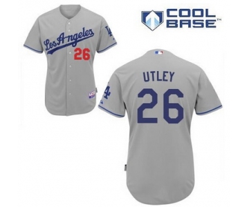 Men's Los Angeles Dodgers #26 Chase Utley Away Gray MLB Cool Base Jersey