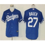 Men's Los Angeles Dodgers #27 Trevor Bauer Blue Stitched MLB Cool Base Nike Jersey