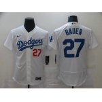 Men's Los Angeles Dodgers #27 Trevor Bauer White Stitched MLB Flex Base Nike Jersey