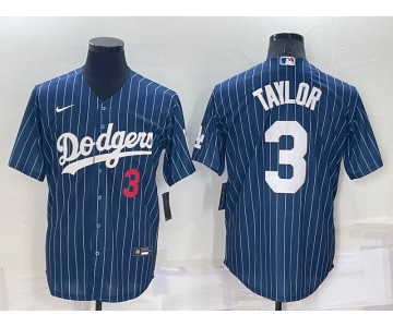 Men's Los Angeles Dodgers #3 Chris Taylor Navy Cool Base Stitched Baseball Jersey