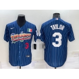 Men's Los Angeles Dodgers #3 Chris Taylor Number Rainbow Blue Red Pinstripe Mexico Cool Base Nike Jersey