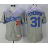 Men's Los Angeles Dodgers #31 Joc Pederson Gray Road Stitched MLB Majestic Flex Base Jersey
