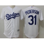 Men's Los Angeles Dodgers #31 Joc Pederson White Home Stitched MLB Majestic Flex Base Jersey
