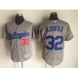 Men's Los Angeles Dodgers #32 Sandy Koufax Retired Gray Road 2016 Flexbase Majestic Baseball Jersey