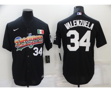 Men's Los Angeles Dodgers #34 Fernando Valenzuela Black Stitched MLB Cool Base Nike Fashion Jersey