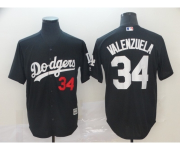 Men's Los Angeles Dodgers 34 Fernando Valenzuela Black Turn Back The Clock Cool Base Jersey