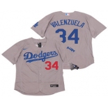 Men's Los Angeles Dodgers #34 Fernando Valenzuela Gray Stitched MLB Flex Base Nike Jersey