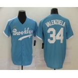 Men's Los Angeles Dodgers #34 Fernando Valenzuela Light Blue Stitched MLB Cool Base Cooperstown Collection Nike Jersey