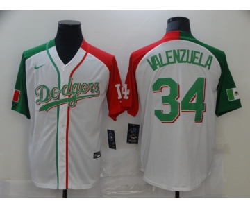 Men's Los Angeles Dodgers #34 Fernando Valenzuela White Mexican Heritage Culture Night Nike Jersey