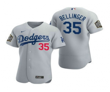 Men's Los Angeles Dodgers #35 Cody Bellinger Gray 2020 World Series Authentic Flex Nike Jersey