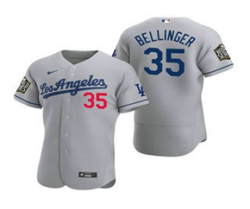 Men's Los Angeles Dodgers #35 Cody Bellinger Gray 2020 World Series Authentic Road Flex Nike Jersey