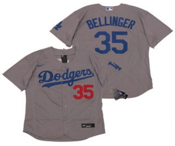 Men's Los Angeles Dodgers #35 Cody Bellinger Gray Alternate Stitched MLB Flex Base Nike Jersey