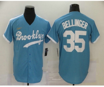 Men's Los Angeles Dodgers #35 Cody Bellinger Light Blue Stitched MLB Cool Base Cooperstown Collection Nike Jersey