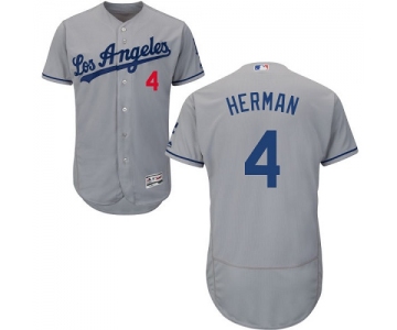 Men's Los Angeles Dodgers #4 Babe Herman Grey Flexbase Authentic Collection Baseball Jerse