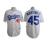 Men's Los Angeles Dodgers #45 Pedro Martinez White Jersey