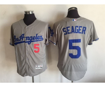 Men's Los Angeles Dodgers #5 Corey Seager Gray Road 2016 Flexbase Majestic Baseball Jersey