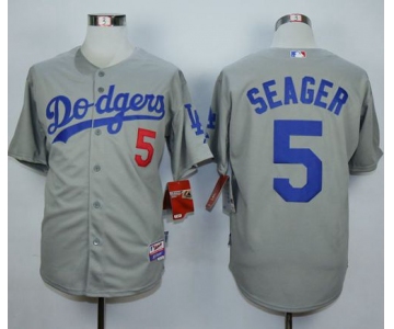 Men's Los Angeles Dodgers #5 Corey Seager Grey Cool Base Jersey