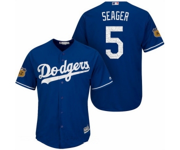 Men's Los Angeles Dodgers #5 Corey Seager Royal Blue 2017 Spring Training Stitched MLB Majestic Cool Base Jersey