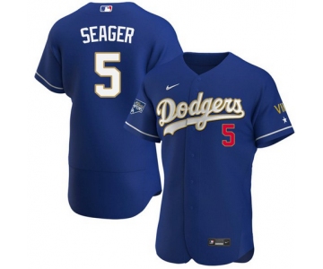 Men's Los Angeles Dodgers #5 Corey Seager Royal Blue Championship Flex Base Sttiched MLB Jersey