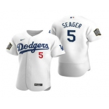 Men's Los Angeles Dodgers #5 Corey Seager White 2020 World Series Authentic Flex Nike Jersey