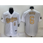 Men's Los Angeles Dodgers #6 Trea Turner Number White 2022 All Star Stitched Cool Base Nike Jersey