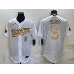 Men's Los Angeles Dodgers #6 Trea Turner Number White 2022 All Star Stitched Flex Base Nike Jersey