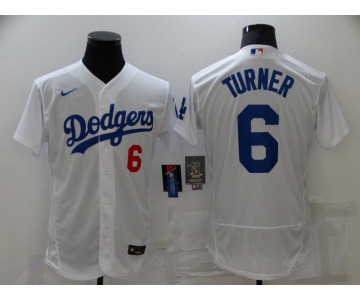 Men's Los Angeles Dodgers #6 Trea Turner White Stitched MLB Flex Base Nike Jersey