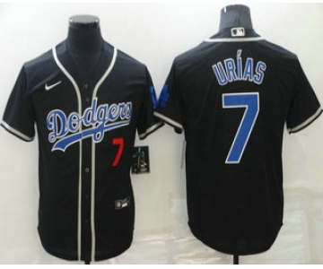 Men's Los Angeles Dodgers #7 Julio Urias Black Blue Name Stitched MLB Cool Base Nike Jersey