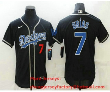 Men's Los Angeles Dodgers #7 Julio Urias Black Blue Name Stitched MLB Flex Base Nike Jersey