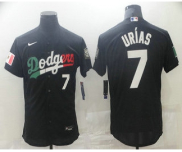 Men's Los Angeles Dodgers #7 Julio Urias Black Mexico 2020 World Series Flex Base Nike Jersey