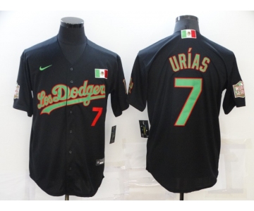 Men's Los Angeles Dodgers #7 Julio Urias Black With Los Angeles Green Mexico 2020 World Series Stitched MLB Jersey