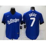 Men's Los Angeles Dodgers #7 Julio Urias Blue 2021 City Connect Cool Base Stitched Jersey
