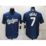 Men's Los Angeles Dodgers #7 Julio Urias Blue Pinstripe Stitched MLB Cool Base Nike Jersey