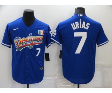 Men's Los Angeles Dodgers #7 Julio Urias Blue Stitched MLB Cool Base Nike Fashion Jersey