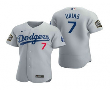 Men's Los Angeles Dodgers #7 Julio Urias Gray 2020 World Series Authentic Flex Nike Jersey