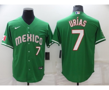 Men's Los Angeles Dodgers #7 Julio Urias Green 2021 Mexican Heritage Stitched Baseball Jersey
